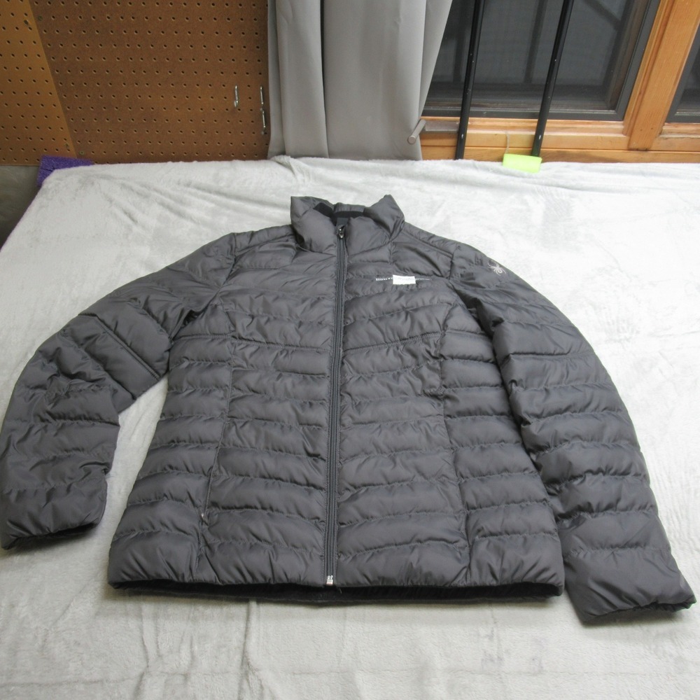 Spyder Jacket Womens Large Gray Full Zip Insulated Puff Lightweight Pocket WARM